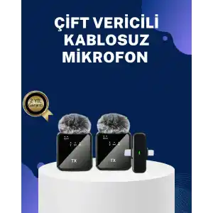 2in1 Kablosuz Yaka Mikrofonu iOS ve Android Uyumlu