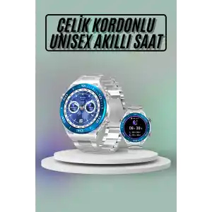 Akıllı Saat Çelik Kordonlu Amoled Ekran Android ve İOS Uyumlu Çağrı Cevaplayabilen