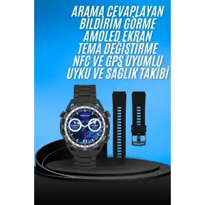 Akıllı Saat Çelik Kordonlu Amoled Ekran Android ve İOS Uyumlu Çağrı Cevaplayabilen