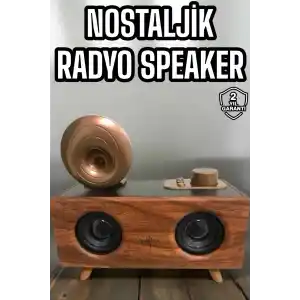 Bluetooth Hoparlör Ahşap Klasik Retro Gramofon Bluetooth Müzik Kutusu
