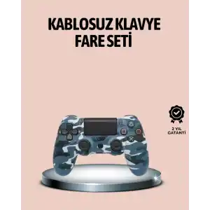 Bluetooth Kablosuz PS4 Gamepad Çift Motorlu Siyah Controller