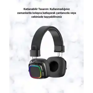 Renkli Işık Efektli Bluetooth 5.3 Müzik Kulaklığı