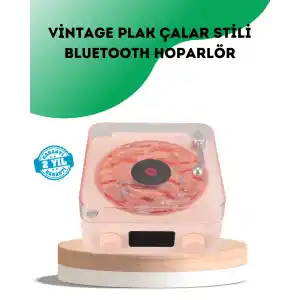 Retro Bluetooth Hoparlör – Kristal Ses, Gece Lambası, Saatli Tasarım