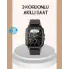 3 Kordonlu Akıllı Saat Uzun Pil Süreli