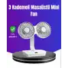 720° Döner Çift Taraflı Masaüstü Vantilatör – USB Şarjlı Sessiz Fan