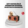 Çift Hoparlörlü Retro Bluetooth Speaker 1800mAh Bataryalı AUX USB SD Kartlı