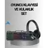 Işıklı  Klavye Mouse ve Bluetooth Kulaklık Seti Türkçe Q USB