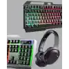 Işıklı  Klavye Mouse ve Bluetooth Kulaklık Seti Türkçe Q USB