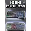 Led Işıklı  Klavye Usb Girişli RGB Işıklı Q Klavye Mouse Hediyeli