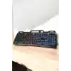 Led Işıklı  Klavye Usb Girişli RGB Işıklı Q Klavye Mouse Hediyeli