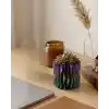 Modern Dalgalı Yüzey Tasarımlı Mor 3D Dekoratif Saksı Vazo