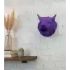 Mor Renk 3D Kurt Başı Duvar Dekoru Asılabilir Maskot Heykel 25x19 cm