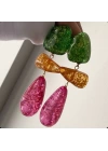Nınnıon Marka Pembe Taş Akre Küpe