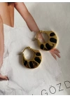 Çelik Siyah Oval Küpe