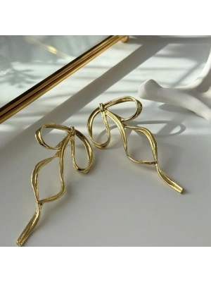 Büyük Boy Fiyonk Gold Küpe