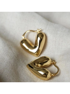 Çelik Mini Boy Kalp Gold Küpe