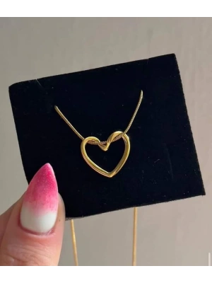 Çelik İçi Boş Love Gold Kolye