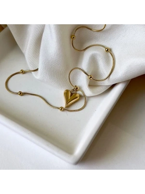 Çelik Mina Kalp Kolye