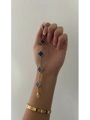 Çelik Marka Lacivert Yonca Bileklik