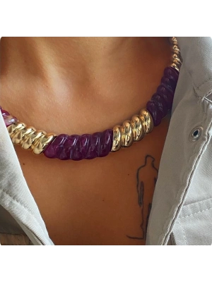 Mng Marka Burgu Bordo Choker Kolye