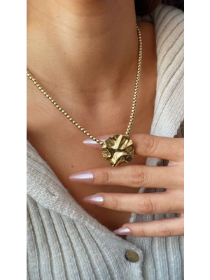 Çelik Geometrik Daire Kolye