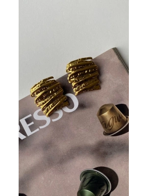 Çelik Tırtık Gold Küpe