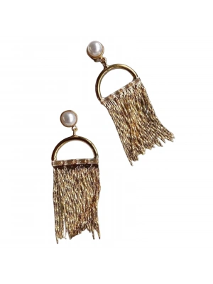 Press Saçaklı İnci Küpe