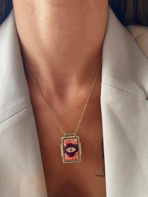 Bordo plaka göz kolye