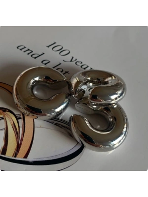 Chunky Balon Gümüş Earcuff
