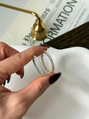 Zirkon Taşlı Halka Küpe