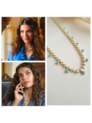 Halef mavi taşlı kolye