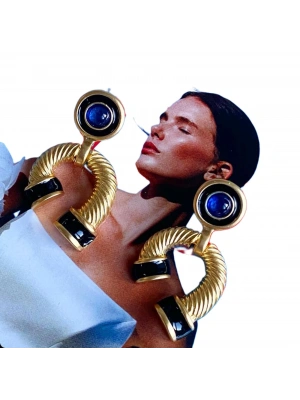 Mera Mavi Taş Kalp Küpe