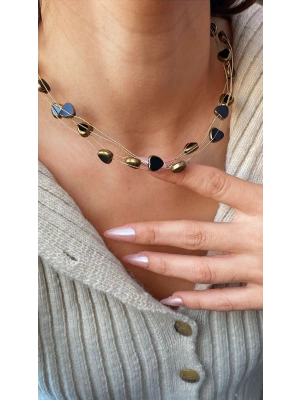 Minimal Siyah Kalp Choker Kolye