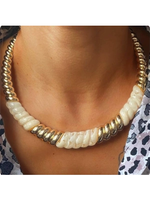 Mng Marka Burgu Krem Choker Kolye