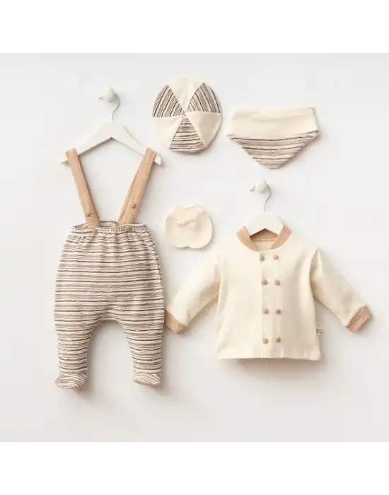 Miniycool 7077 Mnz Marka David Bahçıvan Askılı Yeni Doğan Hastane Çıkışı Erkek 5li Set