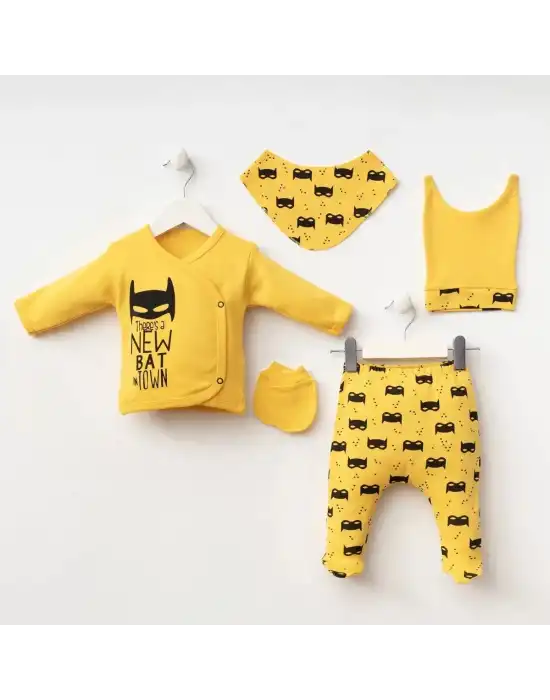 Miniycool 7080 Mnz Marka Batman Detaylı Yeni Doğan Hastane Çıkışı Erkek 5li Set