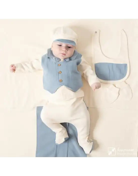 Miniycool 10006 Mnz Marka Müslin Detaylı Yeni Doğan Hastane Çıkışı Erkek 10lu Set