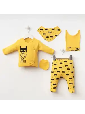 Miniycool 7080 Mnz Marka Batman Detaylı Yeni Doğan Hastane Çıkışı Erkek 5li Set