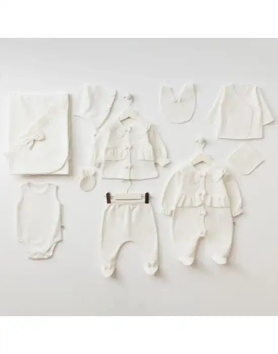 Miniycool 10003 Mnz Marka Couqette Dantel Yaka Yeni Doğan Hastane Çıkışı Kız 10lu Set