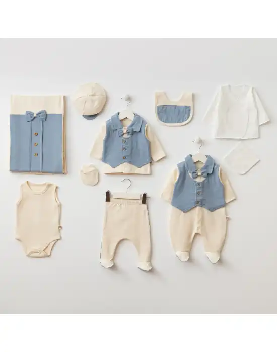 Miniycool 10006 Mnz Marka Müslin Detaylı Yeni Doğan Hastane Çıkışı Erkek 10lu Set