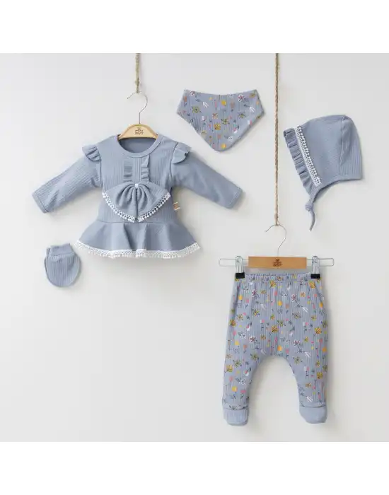 Miniycool 7043 Mnz Marka Pıtırcık Valonlu Yeni Doğan Hastane Çıkışı Kız 5li Set