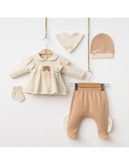 Miniycool 7056 Mnz Marka Cute Bear Yeni Doğan Hastane Çıkışı Kız 5li Set