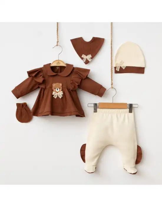Miniycool 7056 Mnz Marka Cute Bear Yeni Doğan Hastane Çıkışı Kız 5li Set