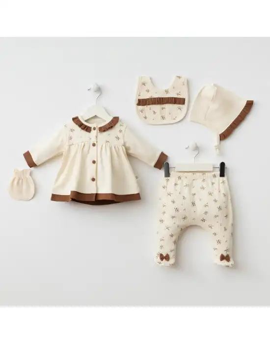 Miniycool 7068 Mnz Marka Çıtır Çiçek Yeni Doğan Hastane Çıkışı Kız 5li Set