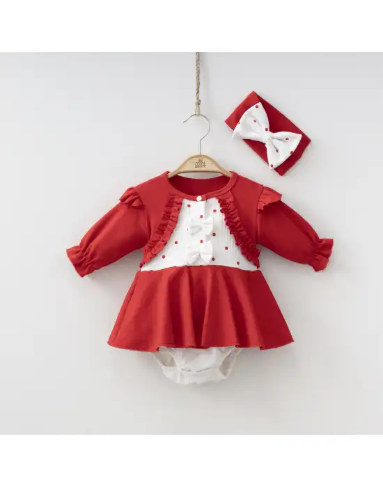 Miniycool 9004 Mnz Marka Bolerolu Puantiyeli Romper Tulum Kız 3-6 Ay Kız