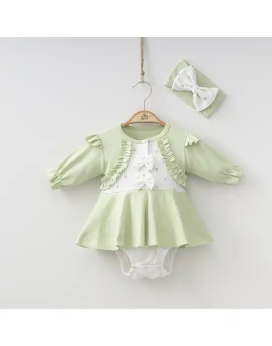 Miniycool 9004 Mnz Marka Bolerolu Puantiyeli Romper Tulum Kız 3-6 Ay Kız