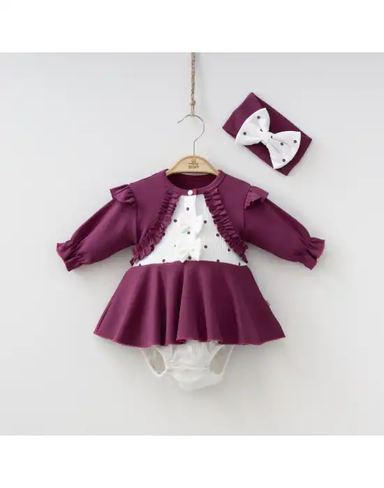 Miniycool 9004 Mnz Marka Bolerolu Puantiyeli Romper Tulum Kız 3-6 Ay Kız