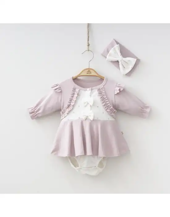 Miniycool 9004 Mnz Marka Bolerolu Puantiyeli Romper Tulum Kız 3-6 Ay Kız