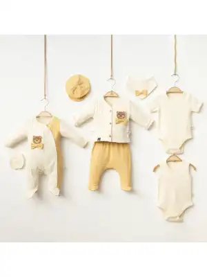 Miniycool 2004 Mnz Marka Süzine Ayıcık Yeni Doğan Hastane Çıkışı Unisex 8li Set