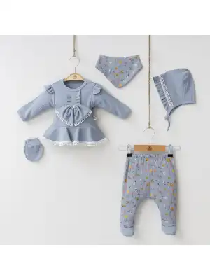 Miniycool 7043 Mnz Marka Pıtırcık Valonlu Yeni Doğan Hastane Çıkışı Kız 5li Set